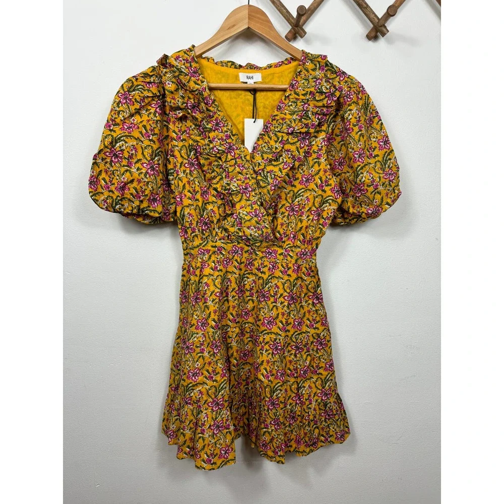 Rahi Del Sole Chiara Mini Dress in Yellow Floral Size M